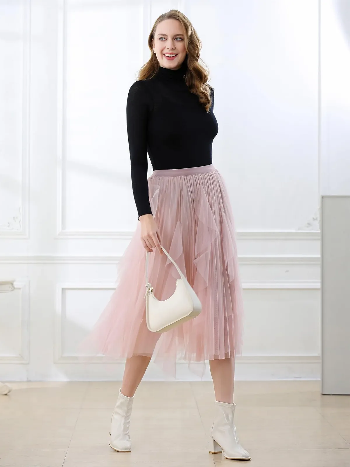 Спідниця з тюлю DGSHIRLDJO Жіноча Довга Еластична, фото №2