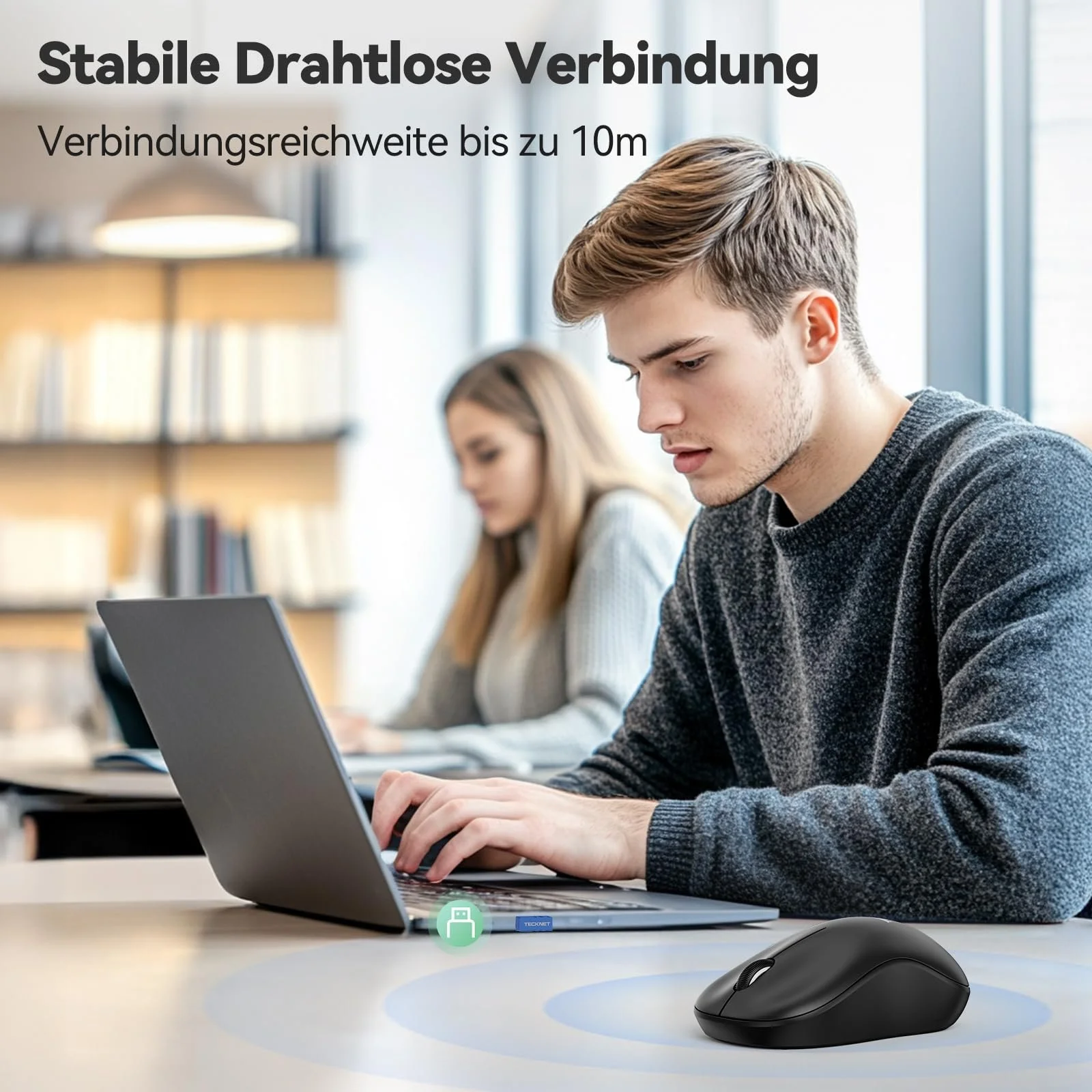 Миша Бездротова TECKNET 3200 DPI Оптична Чорний, фото №6 Миша Бездротова TECKNET 3200 DPI Оптична Чорний, фото №6