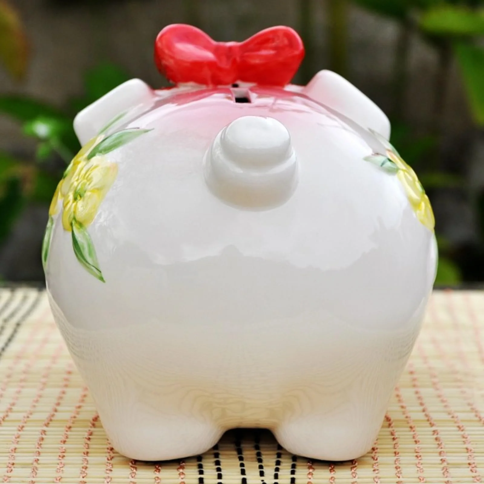 Скарбничка керамічна Ceramic Piggy Bank Порося з квітами червона, фото №6