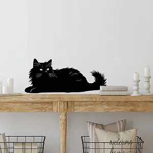 Наклейка на стіну GRAZDesign Кіт що лежить вінілова самоклеюча 71 x 30 см чорна - Фото 1