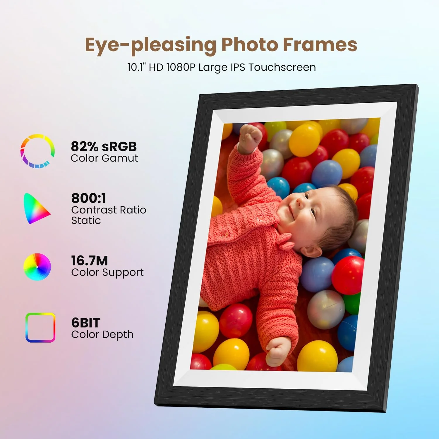 Цифровая фоторамка SONVGOO 10.1" WLAN IPS 1280 x 800 32 GB Wood, фото №4 Цифровая фоторамка SONVGOO 10.1" WLAN IPS 1280 x 800 32 GB Wood, фото №4