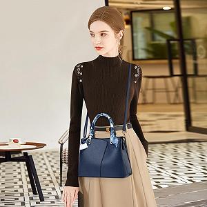 Сумка с верхней ручкой FOLOVEYA, из PU кожи, синяя synthetic.ua - Фото 1