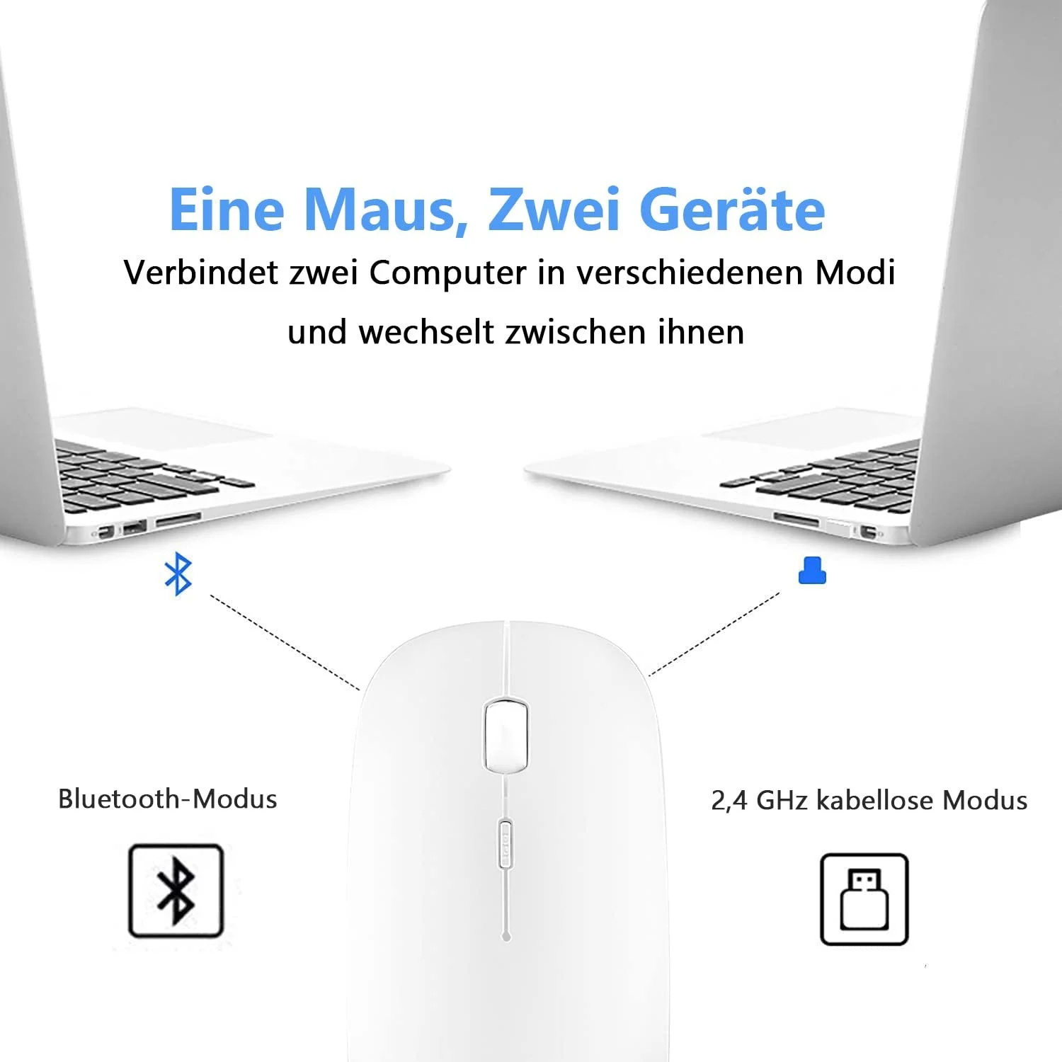 Миша LEAPEST Бездротова Bluetooth Біла, фото №2