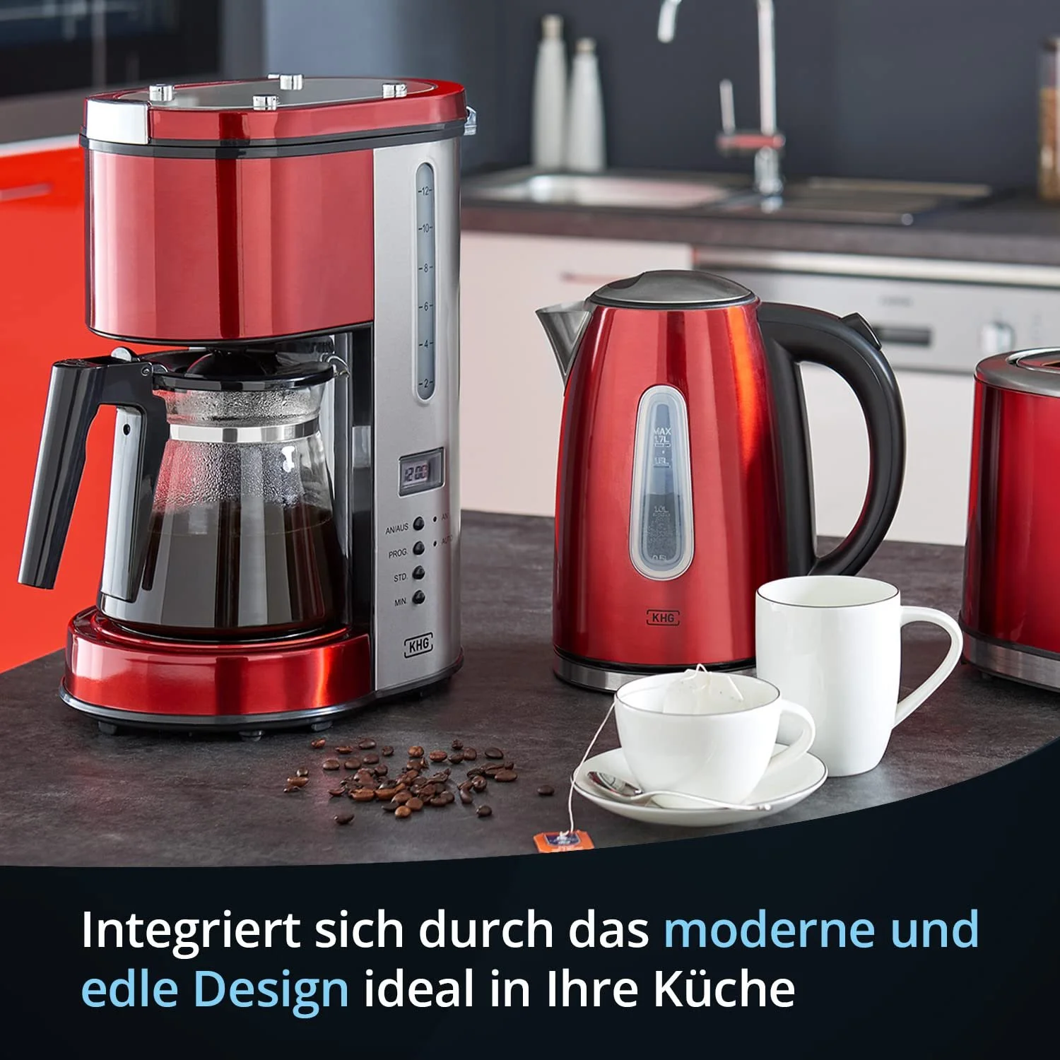 Кофеварка фильтровальная KHG KA-114(MRE) 1.25 л 900 Вт Red, фото №6