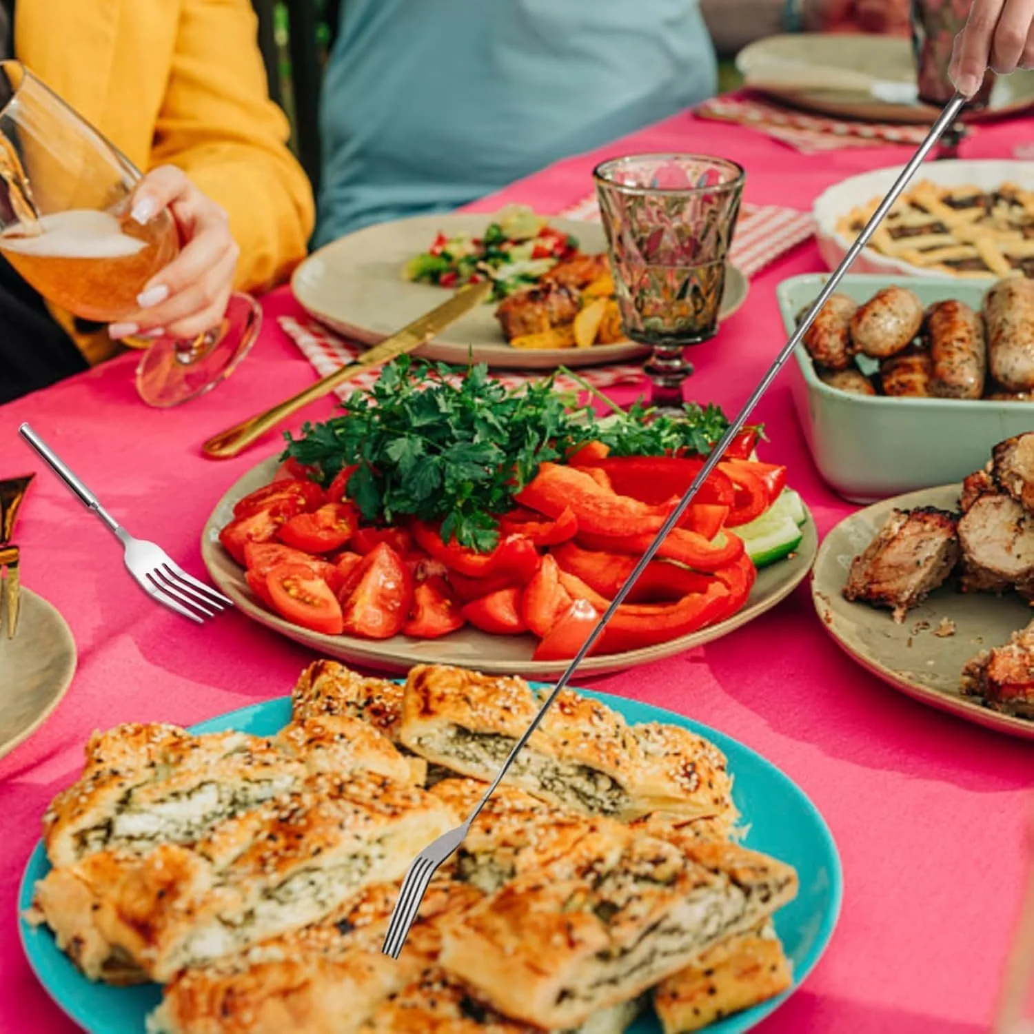 Набір телескопічних виделок і ложок, 2 шт., висувна, фото №4