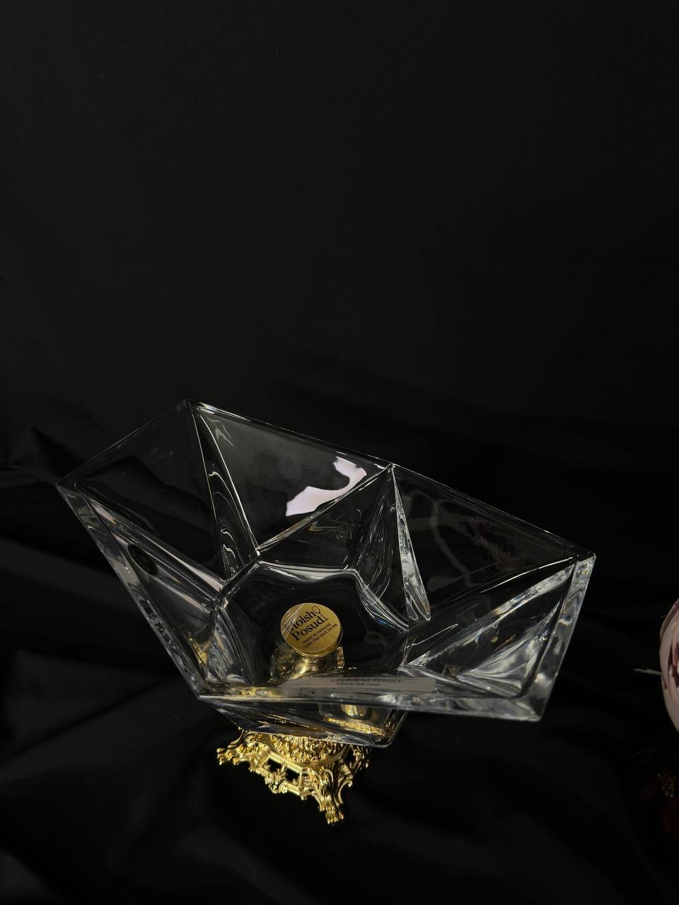 Цукерниця кришталь на золотій ніжці 23х18 см, фото №2