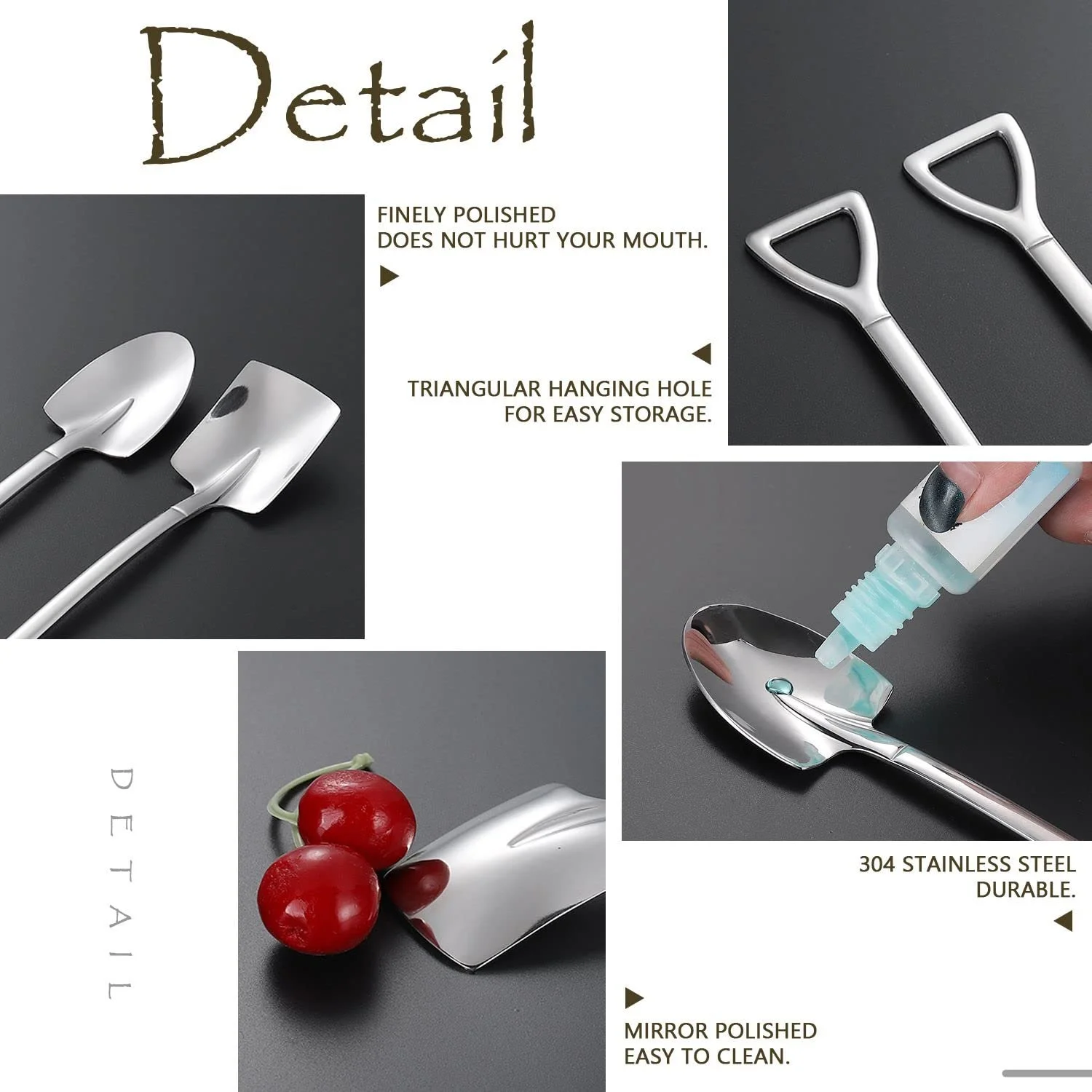 Ложка з нержавіючої сталі для кави, десерту, цукру, для кухні, чайних вечірок 6 шт, фото №5