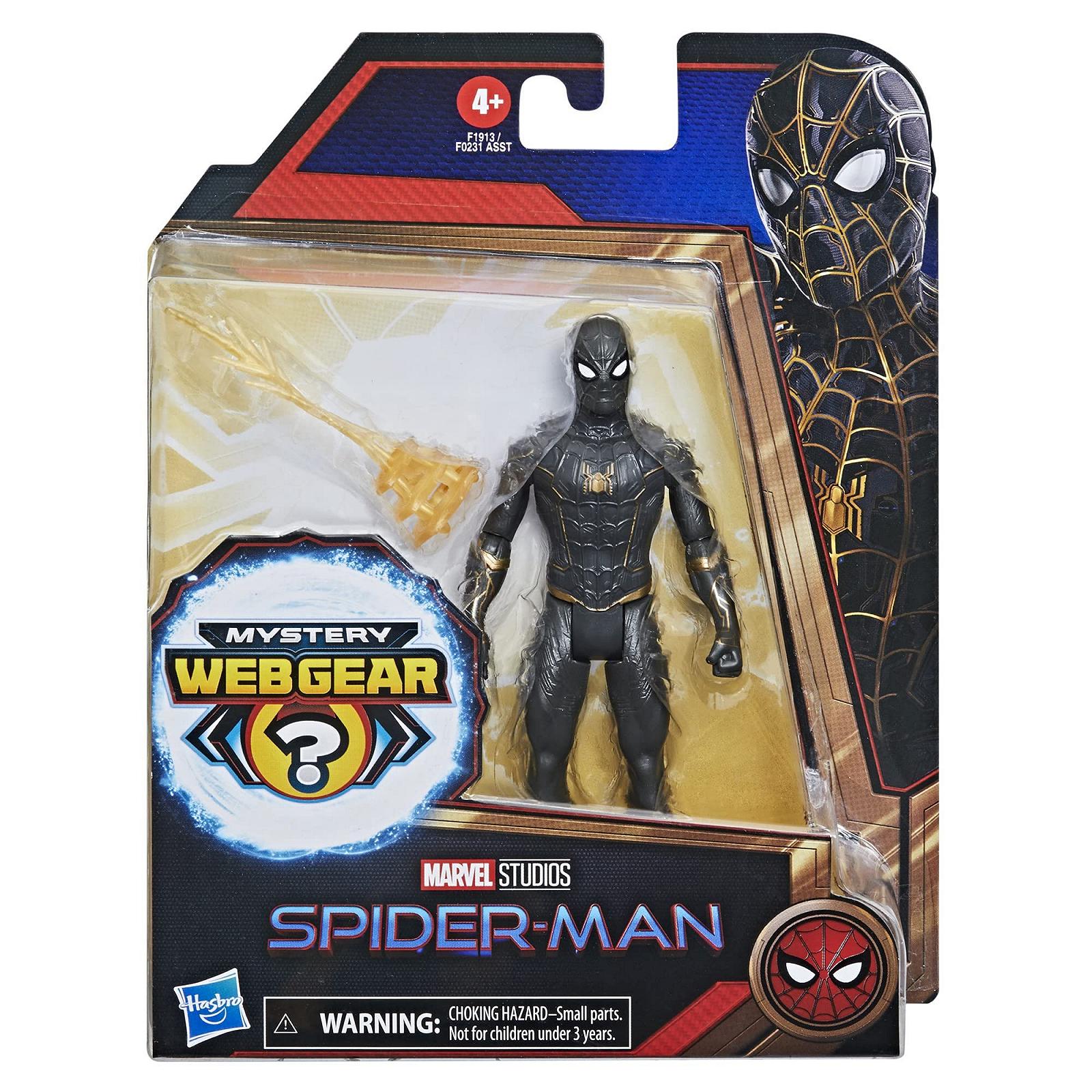 Фігурка Людина-павук Marvel Mystery Web Gear 15 см Чорно-золотий костюм, 1 аксесуар броні Mystery Web Gear і 1 аксесуар персонажа, Вік 4+, фото №3