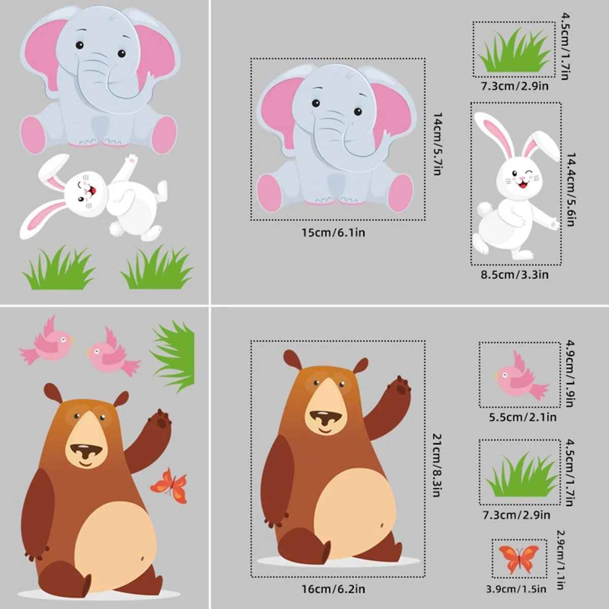 Наклейка на стіну 0207 Джунглі Тварини лісу Слон Мавпа Жираф, фото №6