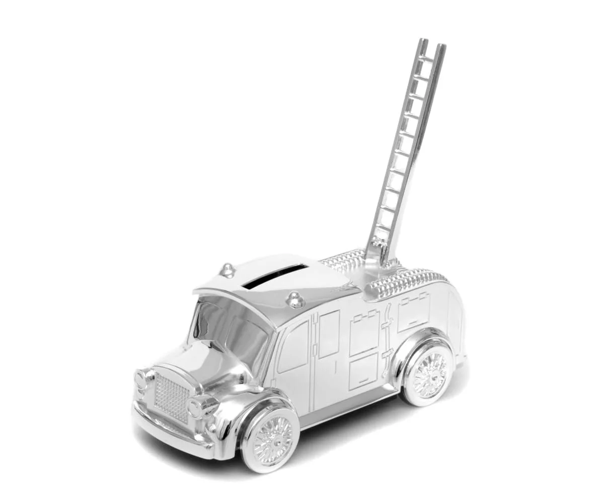 Скарбничка Пожежна машина посріблена з гвинтовим замком срібляста, фото №2