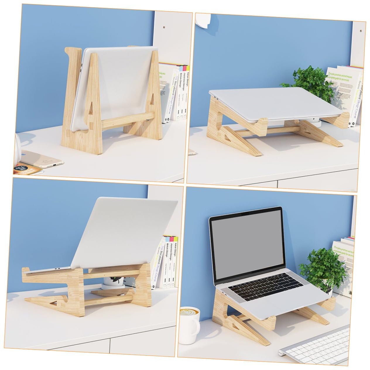 Эргономичная Деревянная Подставка для Ноутбука Регулируемая по Высоте для Ноутбуков Нескользящая Подставка для Компьютера с Естественной Вентиляцией Стабильная Настольная Подставка для Офиса и Дома, фото №9