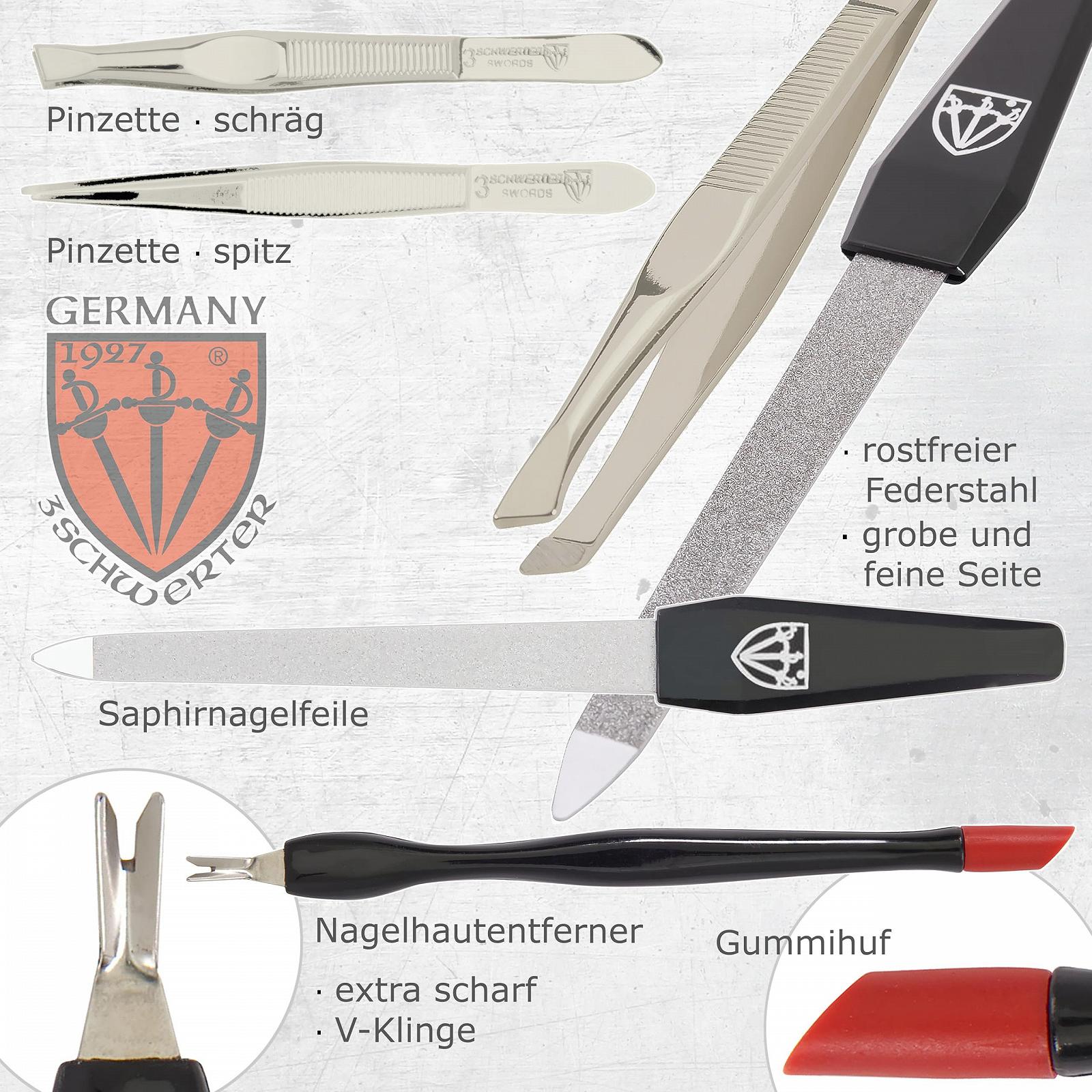 Набір для манікюру та педикюру DREI SCHWERTER Firenze 12 предметів, винно-червоний, фото №5 Набір для манікюру та педикюру DREI SCHWERTER Firenze 12 предметів, винно-червоний, фото №5