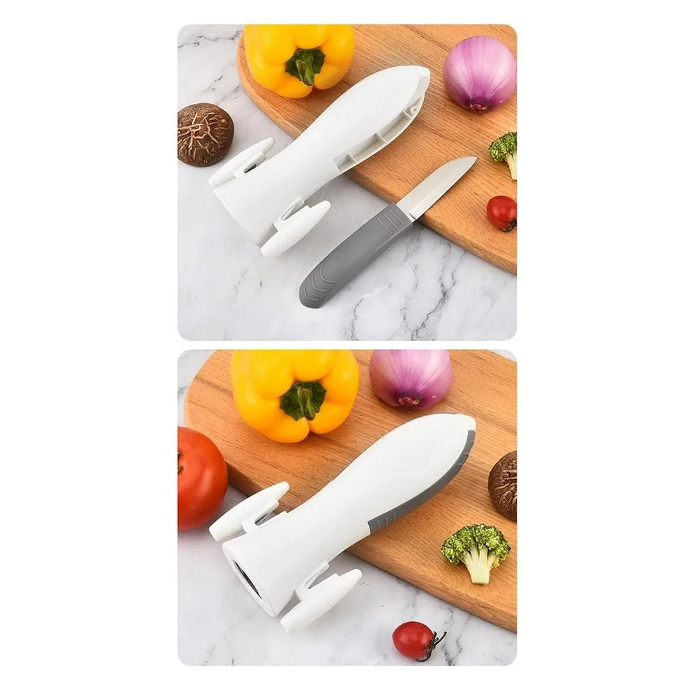 Багатофункціональний кухонний інструмент 5-в-1 овочечистка ніж відкривачка точилка та прес для часнику у формі ракети Чорний, фото №4