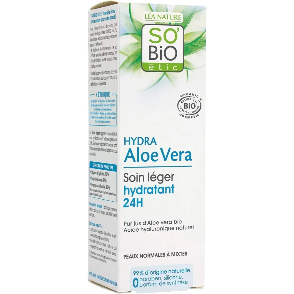 Денний крем So'Bio Étic Hydra Aloe Vera легкий зволожувальний, фото №1