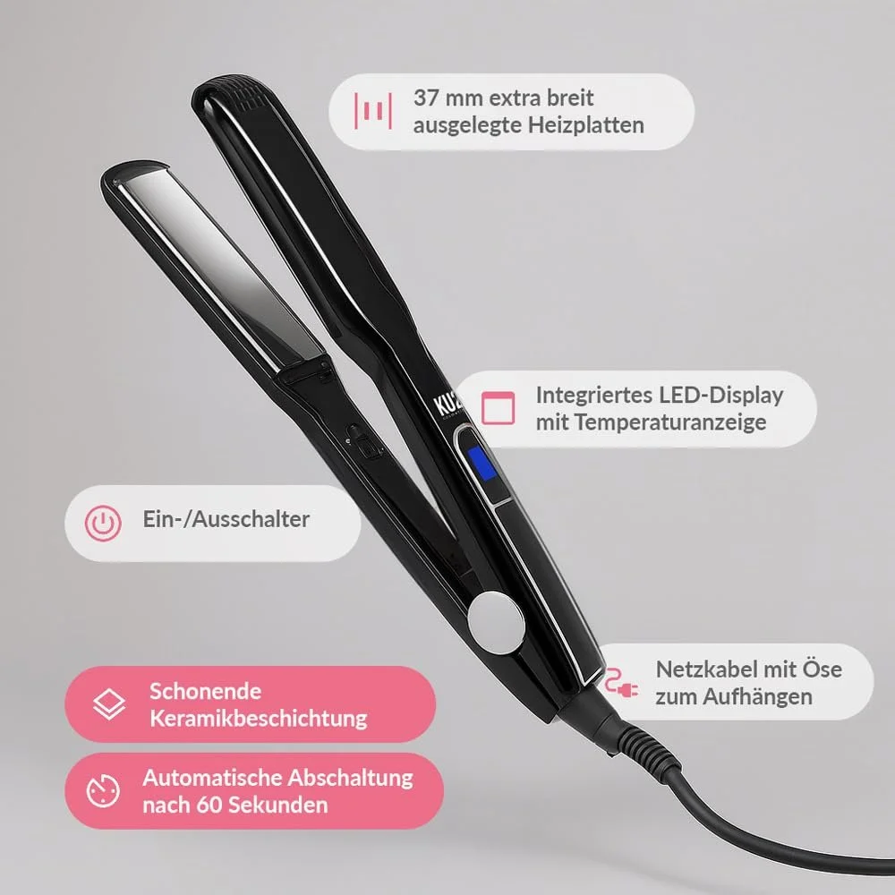 Выпрямитель для волос KU2 Cosmetics Bold I 37 мм Керамические пластины LED-дисплей 130-220°C 40 с нагрев Автоотключение, фото №2 Выпрямитель для волос KU2 Cosmetics Bold I 37 мм Керамические пластины LED-дисплей 130-220°C 40 с нагрев Автоотключение, фото №2