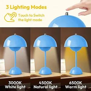Настільна лампа акумуляторна бездротова у формі гриба сенсорна димована 3000 K - 6000 K IP54 Синя synthetic.ua - Фото 1
