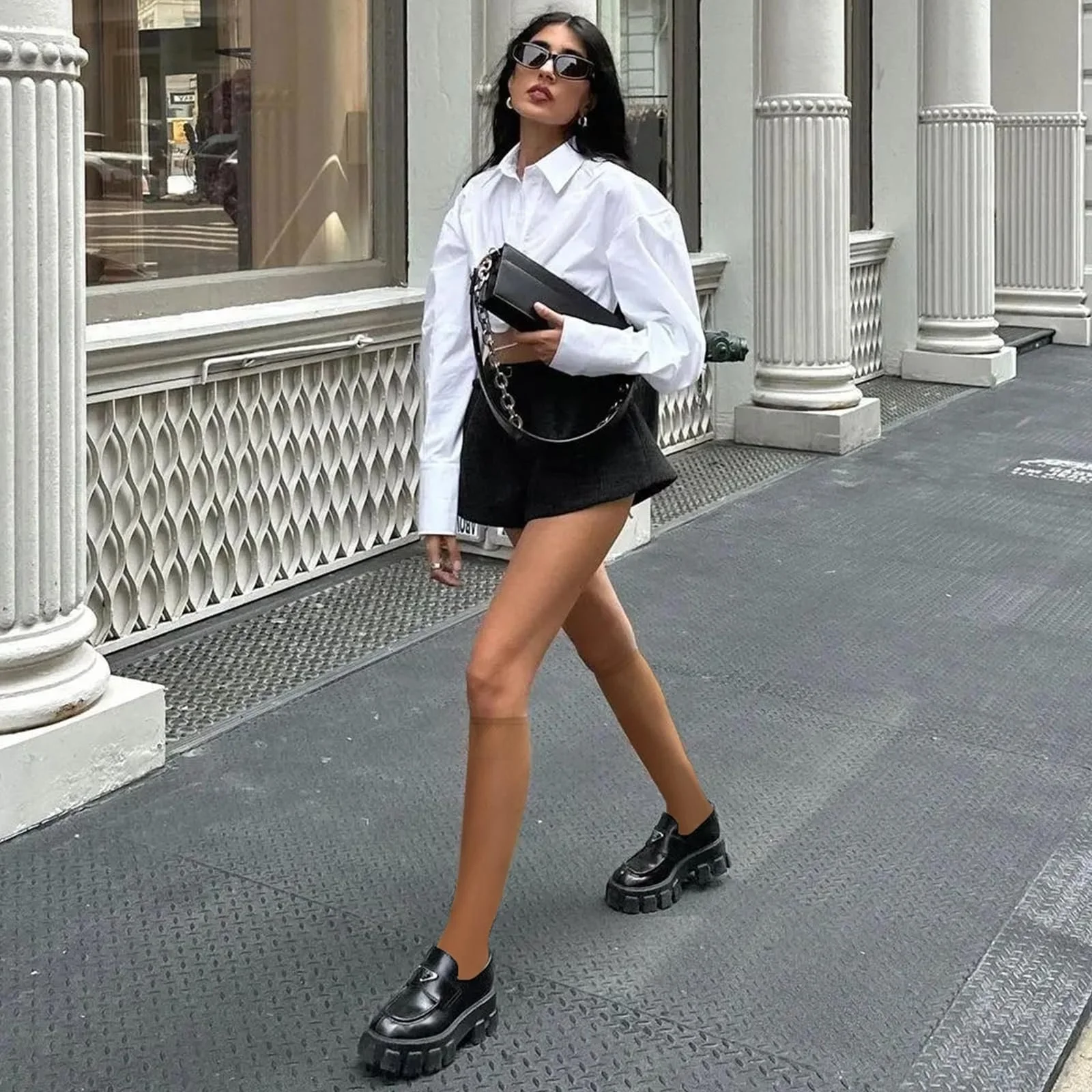 Носки гольфы Yilanmy, 12 пар, женские, нейлоновые, 15 ден, черный, телесный, фото №6