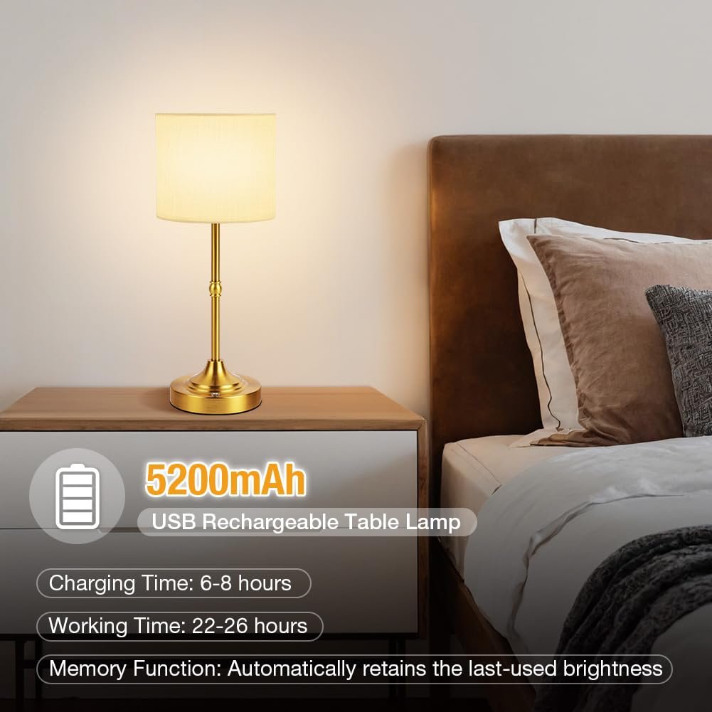 Настільна лампа Vicloon LED Бездротова 5200 mAh USB-C Латунь, фото №4