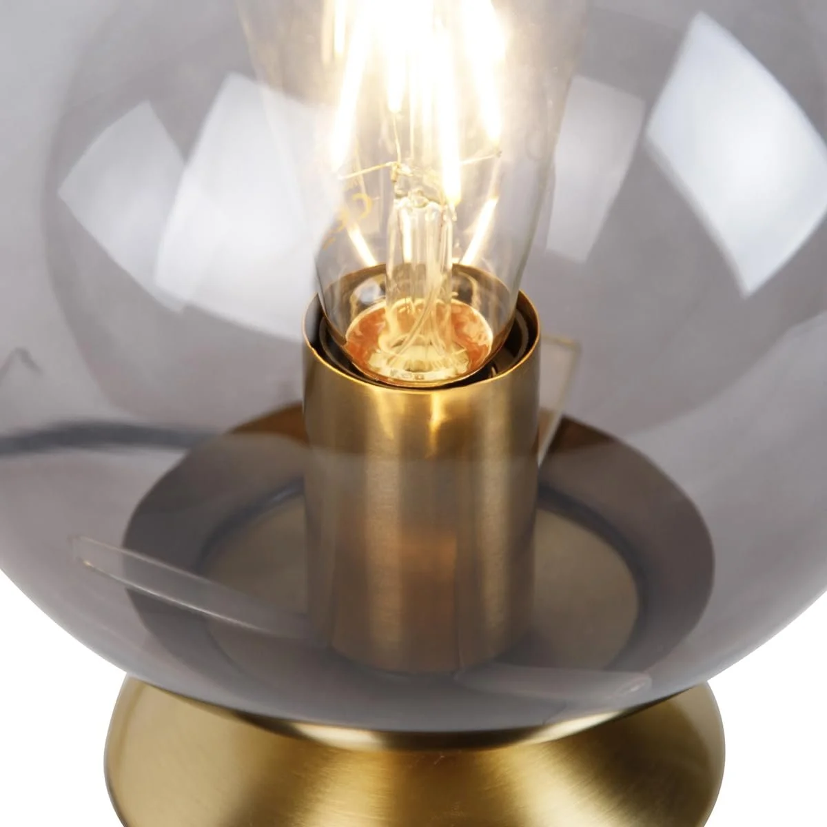 Настільна лампа Qazqa Art Deco Pallon I Brass Smoked Glass, фото №3