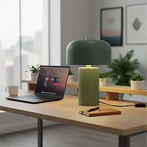 Настільна лампа Relaxdays Mushroom металева E14 40 x 25 см зелена synthetic.ua - Фото 1