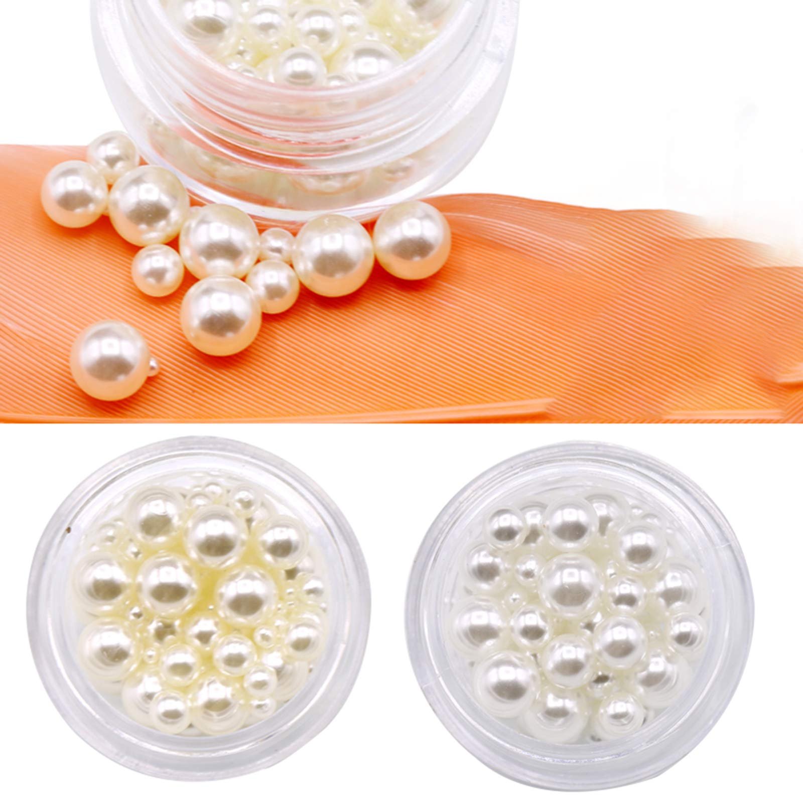 Жемчужные стразы бежевые 2 коробки, имитация жемчуга, блестящие бриллианты, бисер, аксессуары для маникюра, жемчужные ожерелья, фото №4