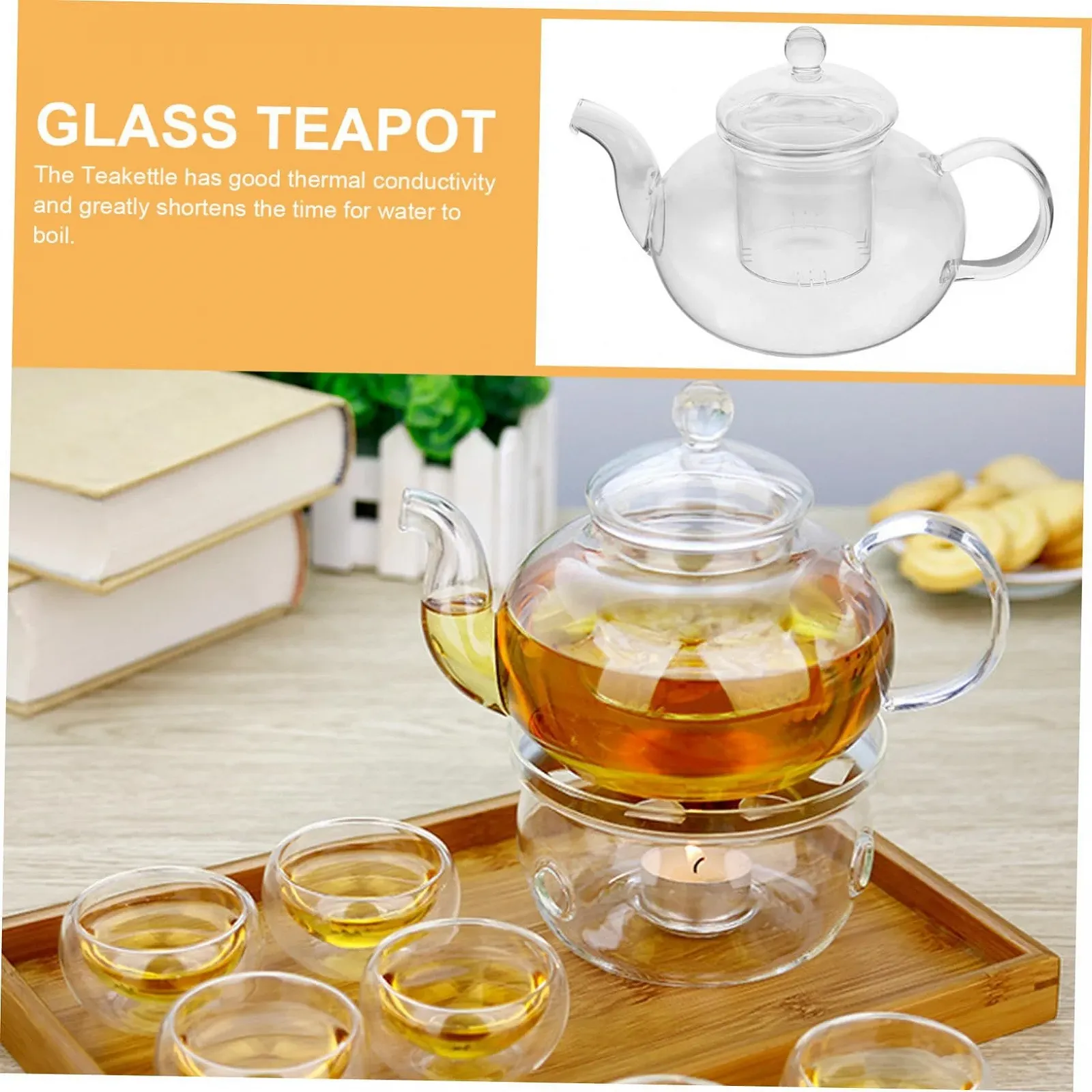 Чайник-заварник FUNNETOYU Скляний Зручна Ручка для Легкого Використання та Транспортування, фото №4