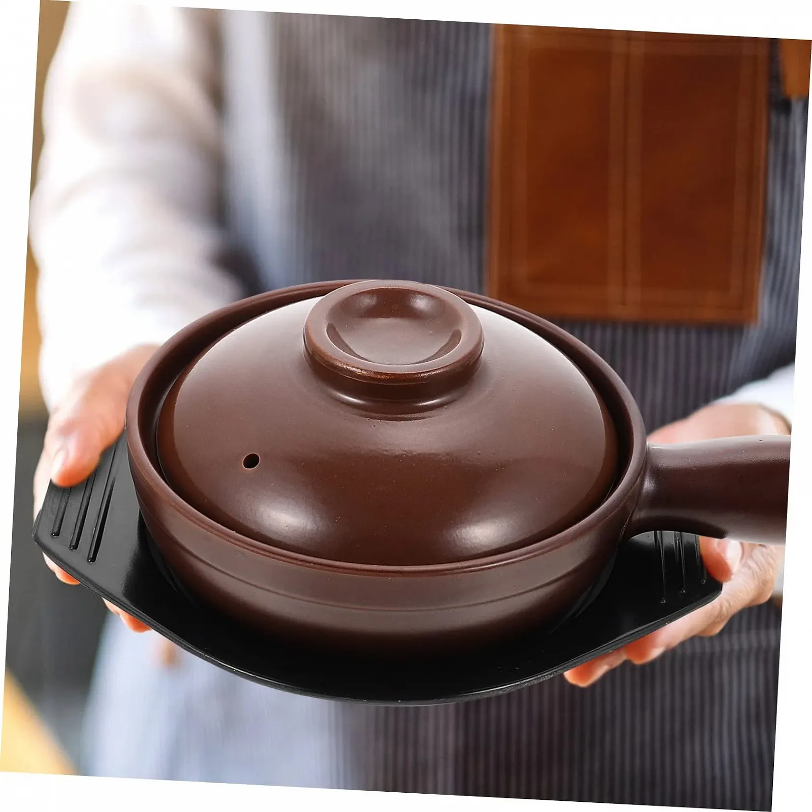 Кастрюля BESTYASH 1 шт. керамическая с ручкой термостойкая для супов и рагу, фото №3