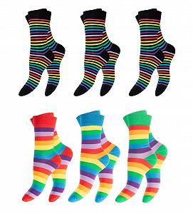 Жіночі шкарпетки Бавовняні в смужку Різнокольорові (6 або 12 пар) з комфортною гумкою без шва - Фото 1