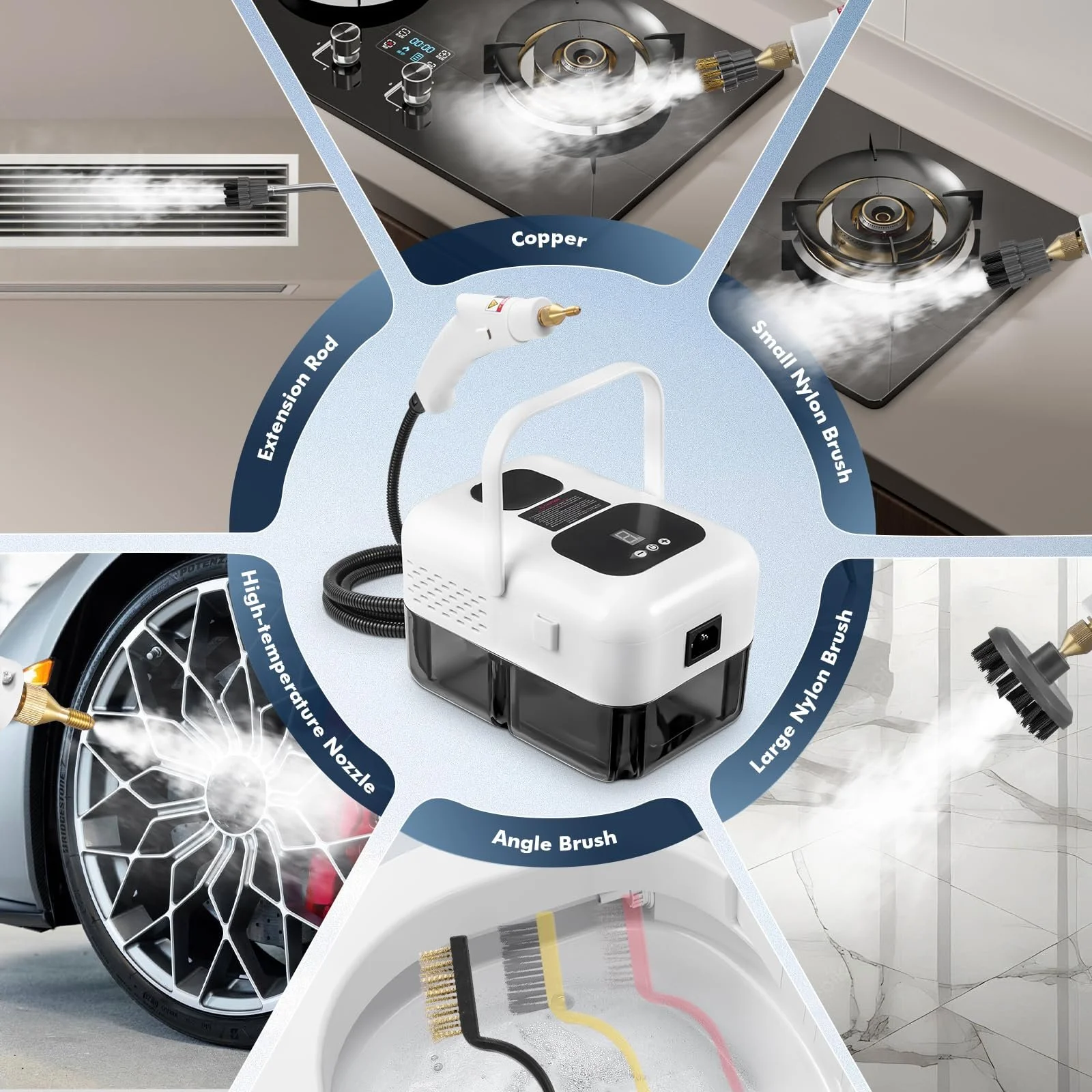 Пароочисник Sararoom 2500 W 3 Bar 1.2 L 9 рівнів регулювання, фото №8 Пароочисник Sararoom 2500 W 3 Bar 1.2 L 9 рівнів регулювання, фото №8