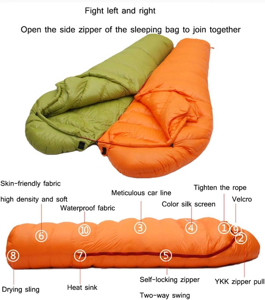 Мумие Schlafsack с теплым наполнителем из белого гусиного пуха, спальный мешок для 4 сезонов, черный 1300 г, фото №4