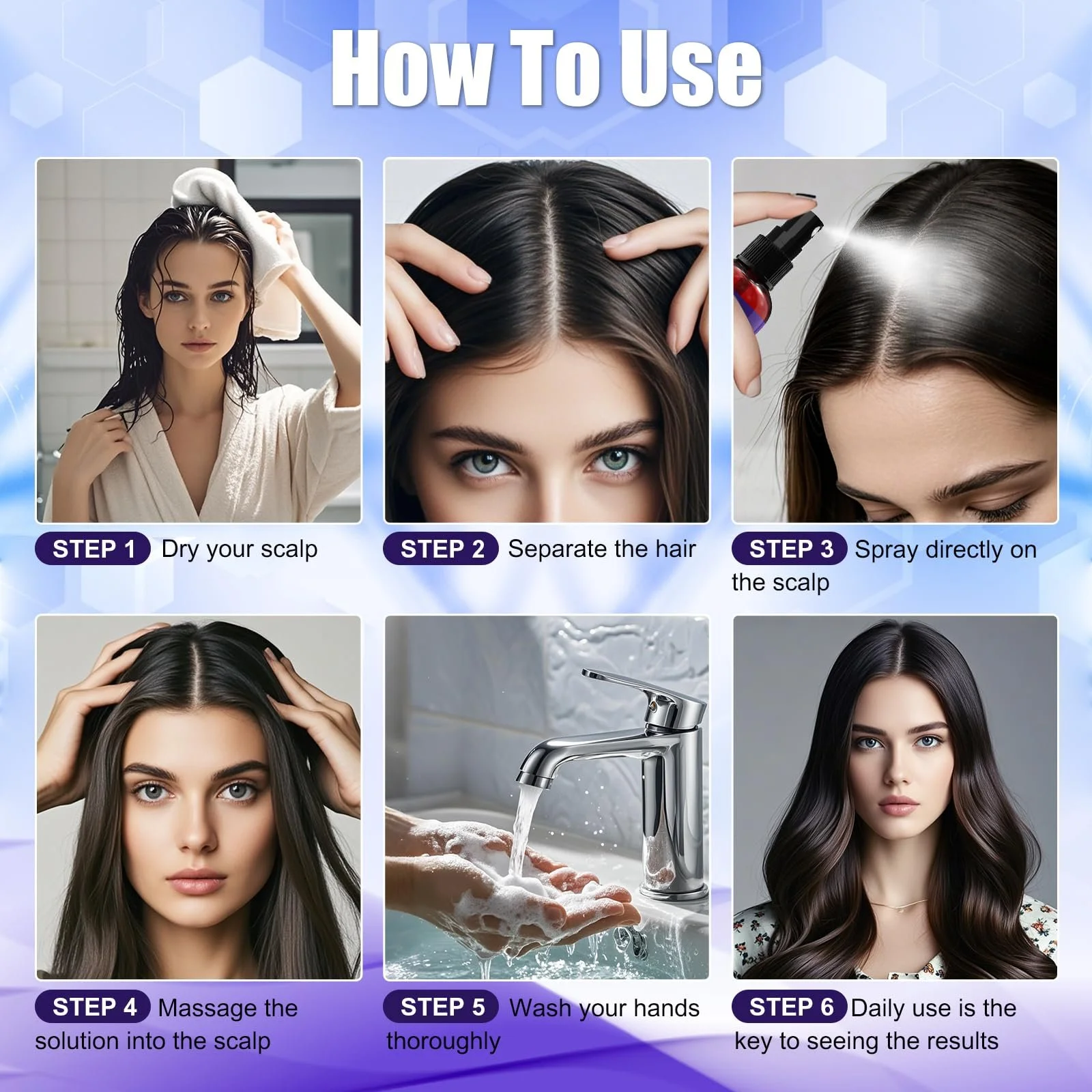 Сироватка-спрей для росту волосся з 5% активним інгредієнтом для чоловіків/жінок, фото №3