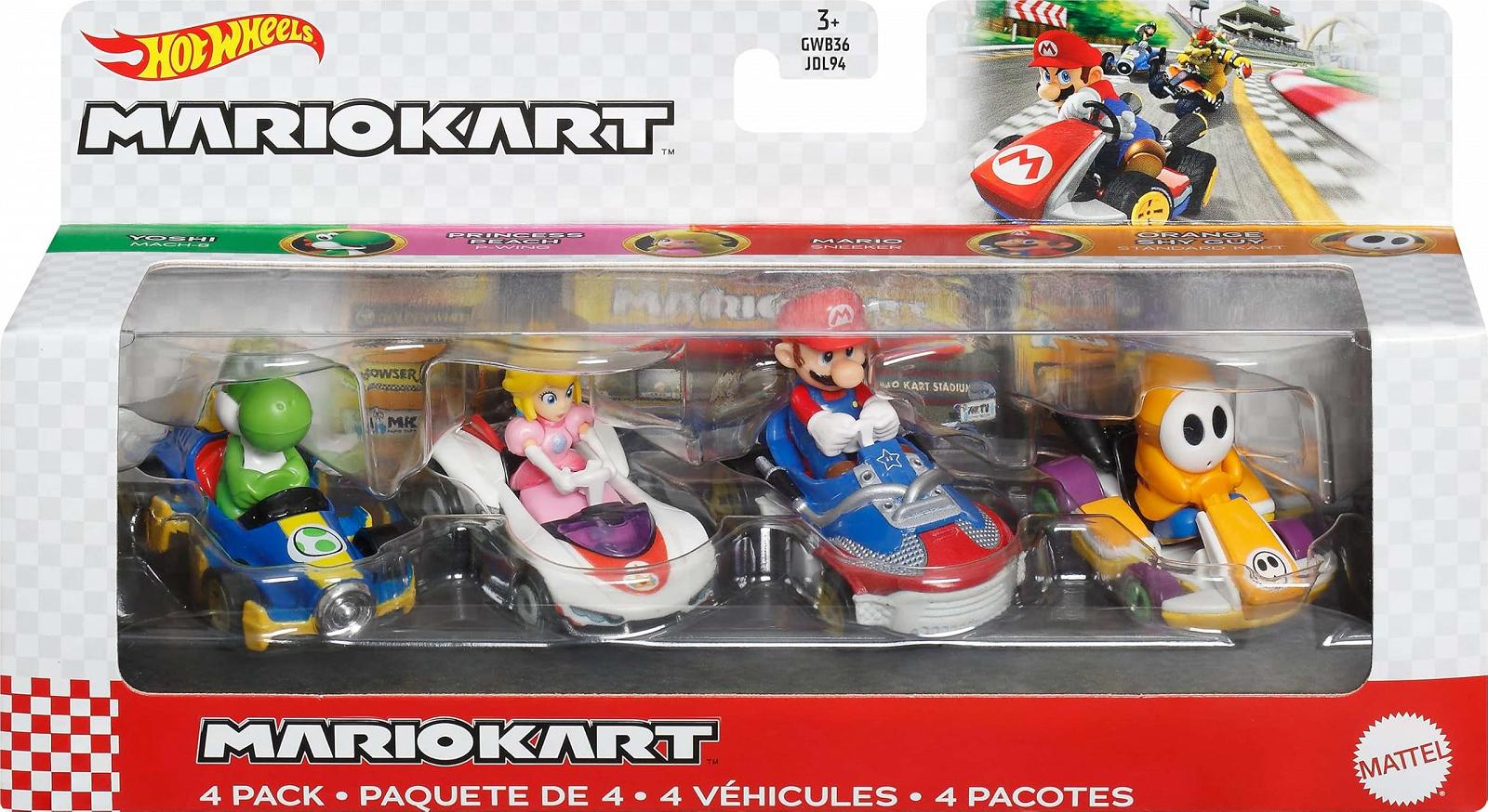Игрушечная модель Hot Wheels GWB38 Mario Kart Die Cast Characters в ассортименте из 4 транспортных средств, Подарочный набор #2, фото №1