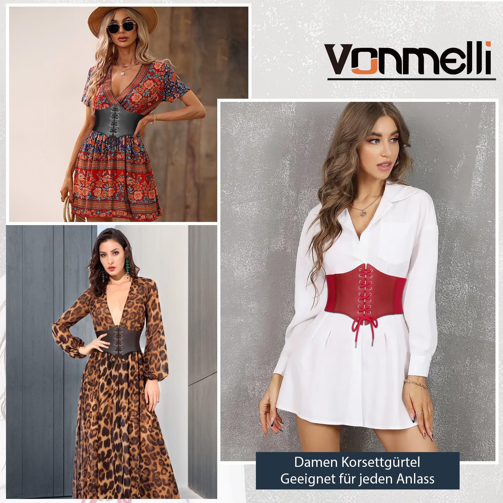 Женский эластичный пояс-корсет VONMELLI на шнуровке, широкий пояс-васп, эластичный пояс для костюма на Хэллоуин Кофейный XL, кофейный, фото №4