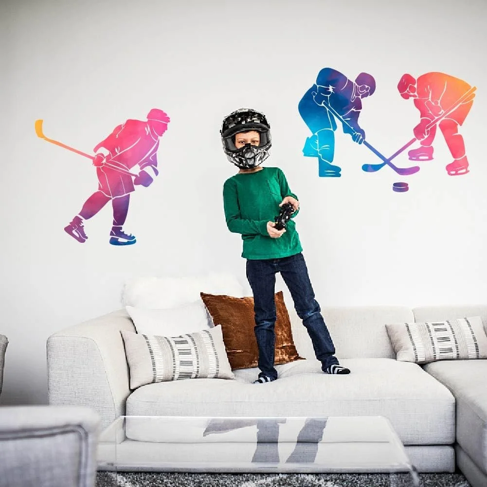 Наклейка на стіну SUPERDANT Colour Gradient Art Hockey Player 39 x 90 см, фото №4