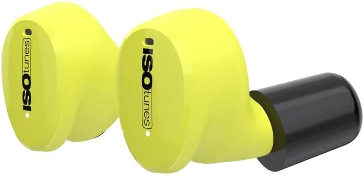 Беспроводные противошумные наушники ISOtunes Free Aware EN352 / Bluetooth 5.2 / Активное шумоподавление / Влагозащита IP67 / До 25 часов работы от кейса / Желтые, фото №6