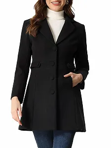 Пальто Allegra K Жіноче з лацканами на ґудзиках, зимове з бічною кишенею - Фото 1