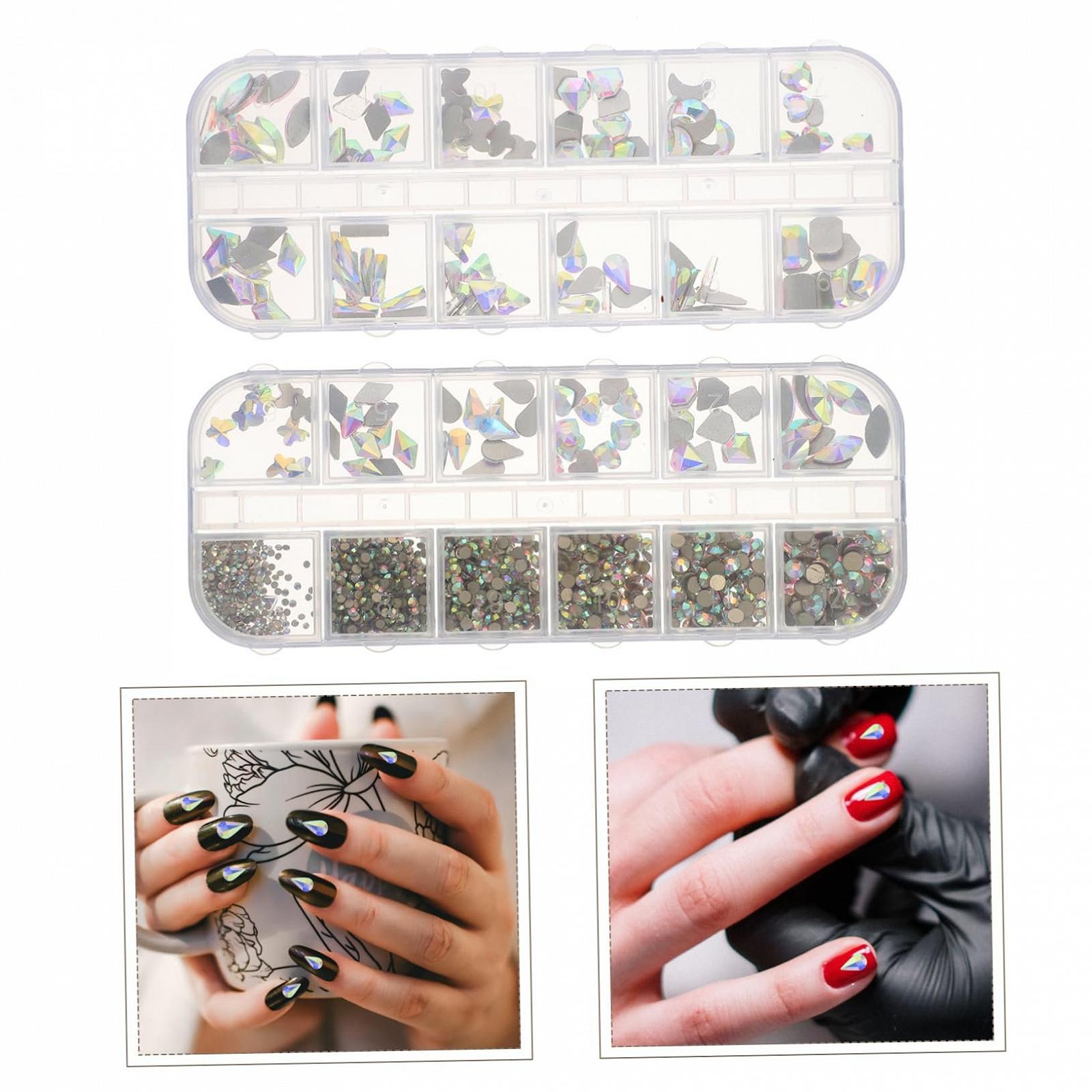 Набор для украшения ногтей Healeved, коробки с неровными бриллиантами для ногтей, аксессуары для креативного дизайна ногтей для начинающих и профессионалов для стильных проектов нейл-арта, фото №4