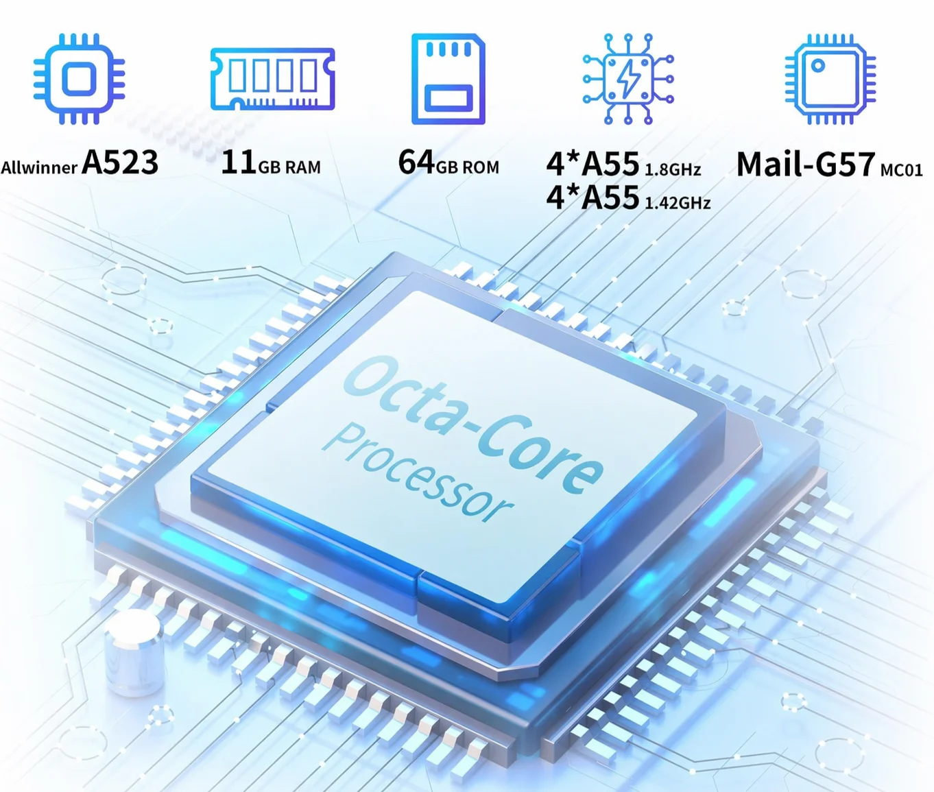 Планшет 10.1" AWOW UTBook (3+8)/64Gb 8 ядер Android 15 7000 mAh Синій, фото №2