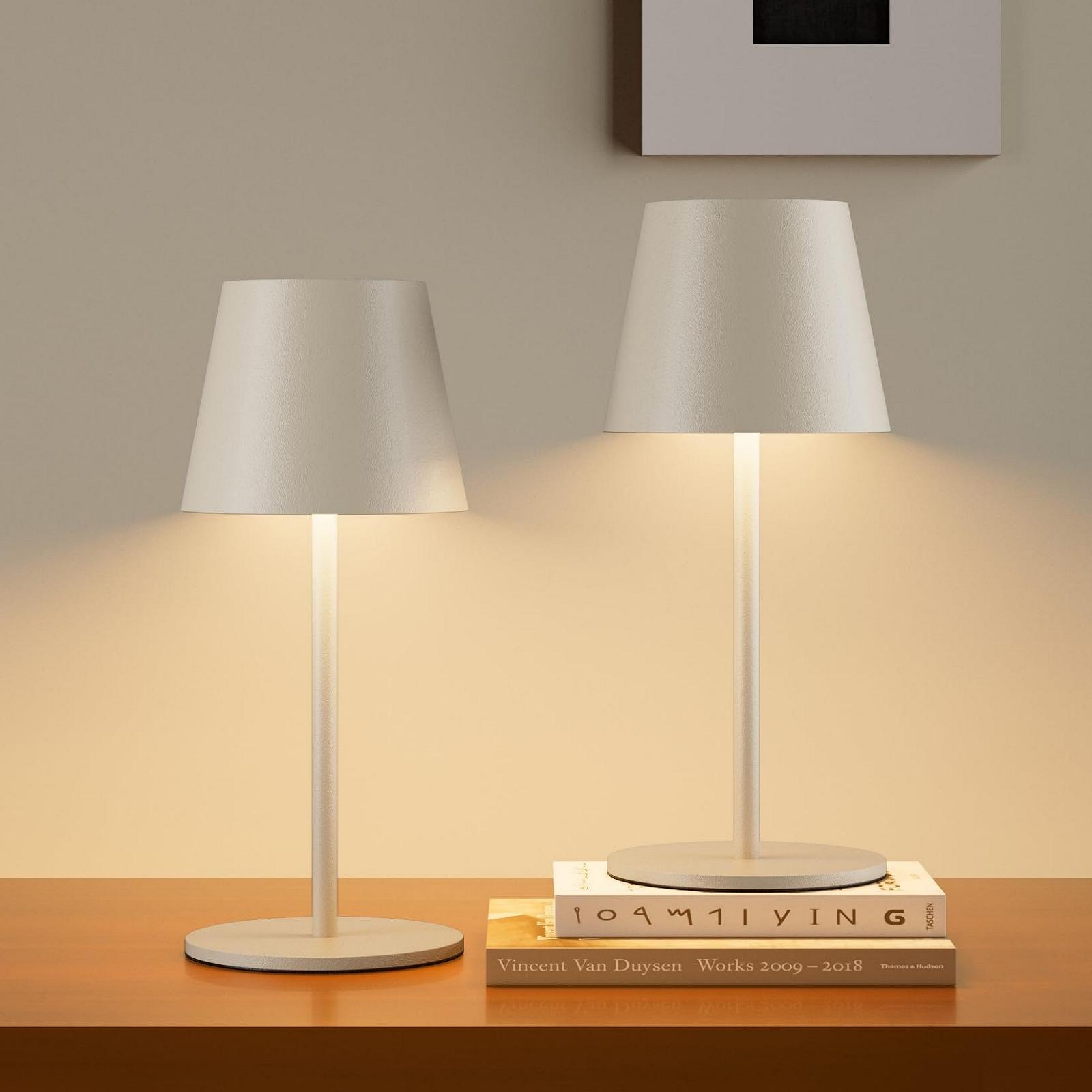 Настільна лампа lundwa LED Battery Beige 26 см, 5000 мАг (5 В 2 А) акумуляторна, 3 Вт 3000 K бездротова, IP54 вулична, 2 шт., фото №2