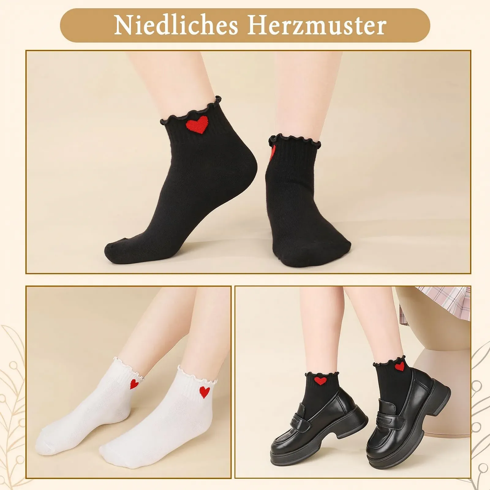 Носки с рюшами в полоску, 6 пар, бело-черные, вязаные, размер EU 35-40, фото №5