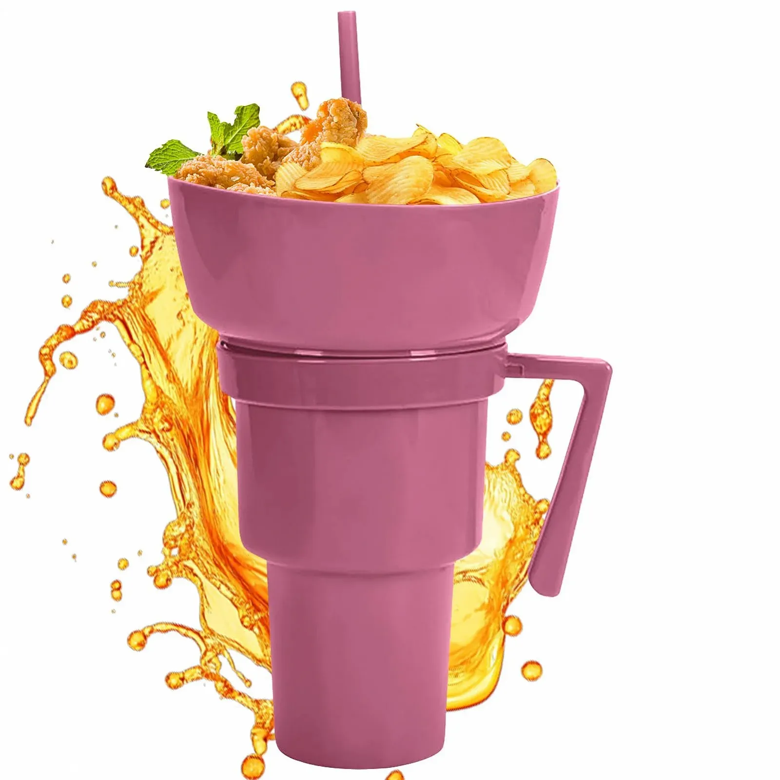 Кухоль-снек для напоїв і снеків, дитячий контейнер для снеків, пляшка для пиття з соломинкою, фото №1