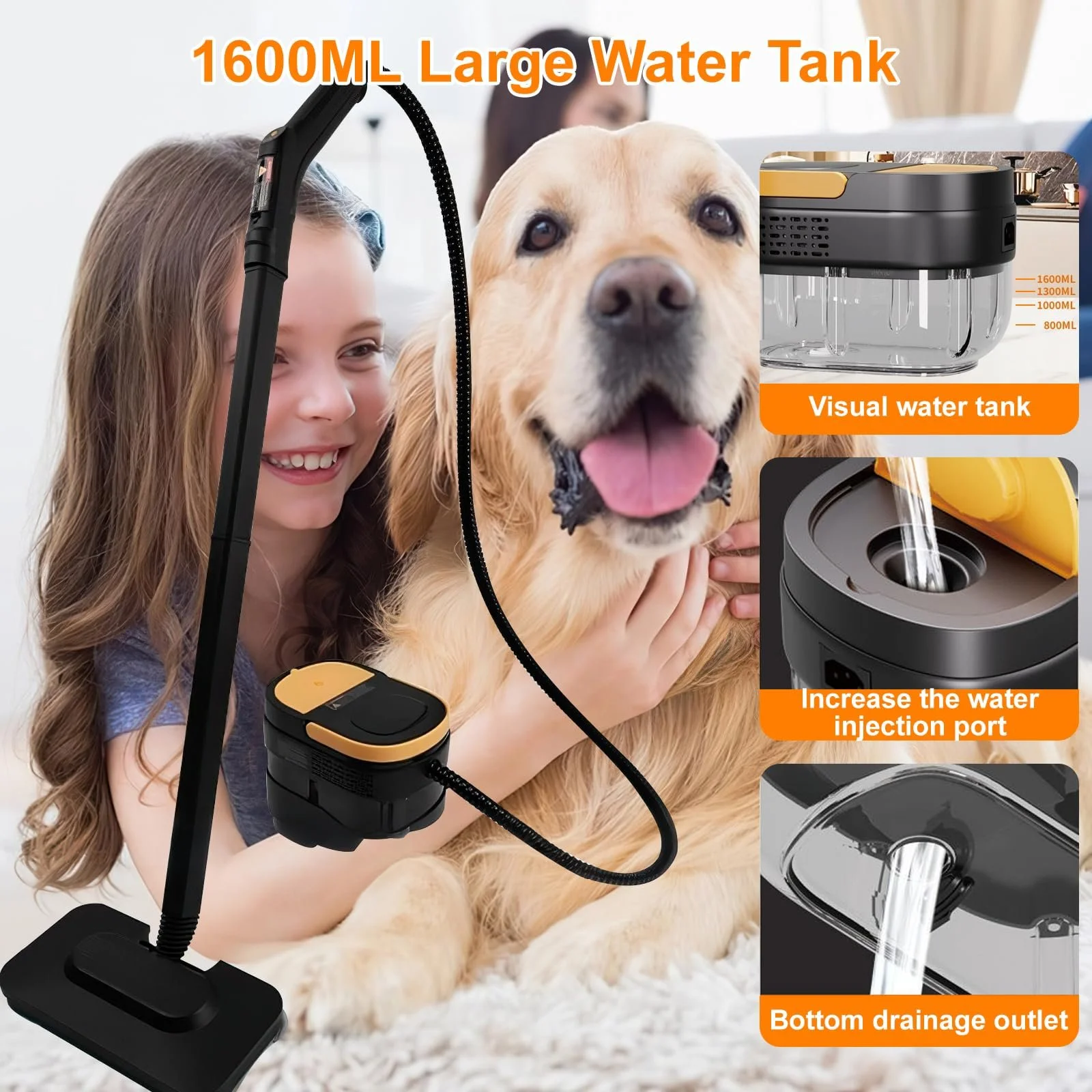 Ручний пароочисник 2500 W 1600 мл 3 bar 3 швидкості, фото №3