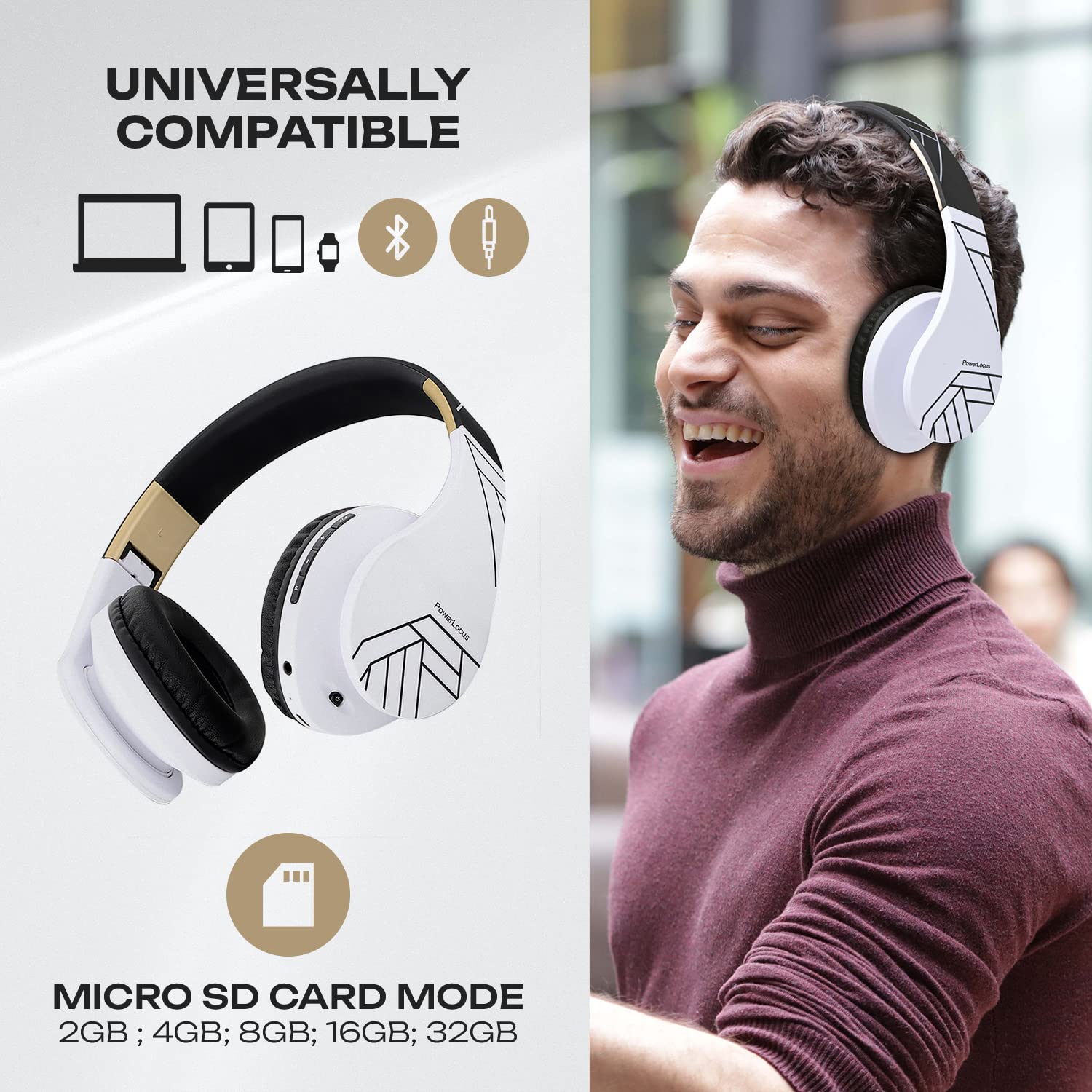 Навушники PowerLocus Bluetooth Over-Ear Wireless Stereo Складні, фото №3