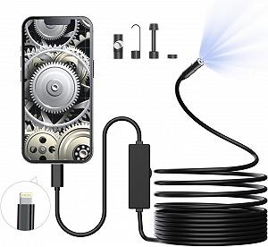Эндоскопическая камера Brand отсутствует Series отсутствует Model отсутствует 1920P HD, 8 регулируемых LED фонарей, 5 м полужесткий кабель, 8 мм IP67 водонепроницаемая камера Цвет отсутствует - Фото 1