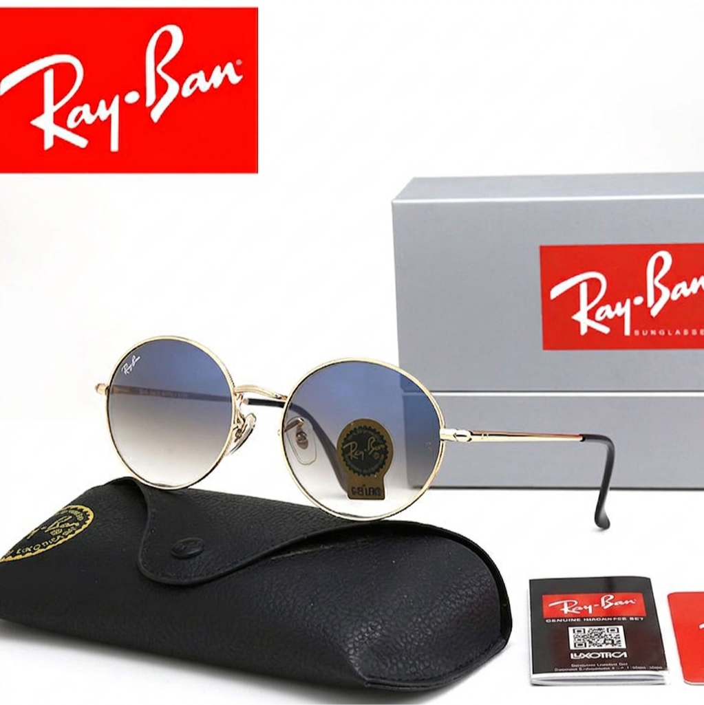 Мужские солнцезащитные круглые очки Ray Ban синий градиент, фото №1