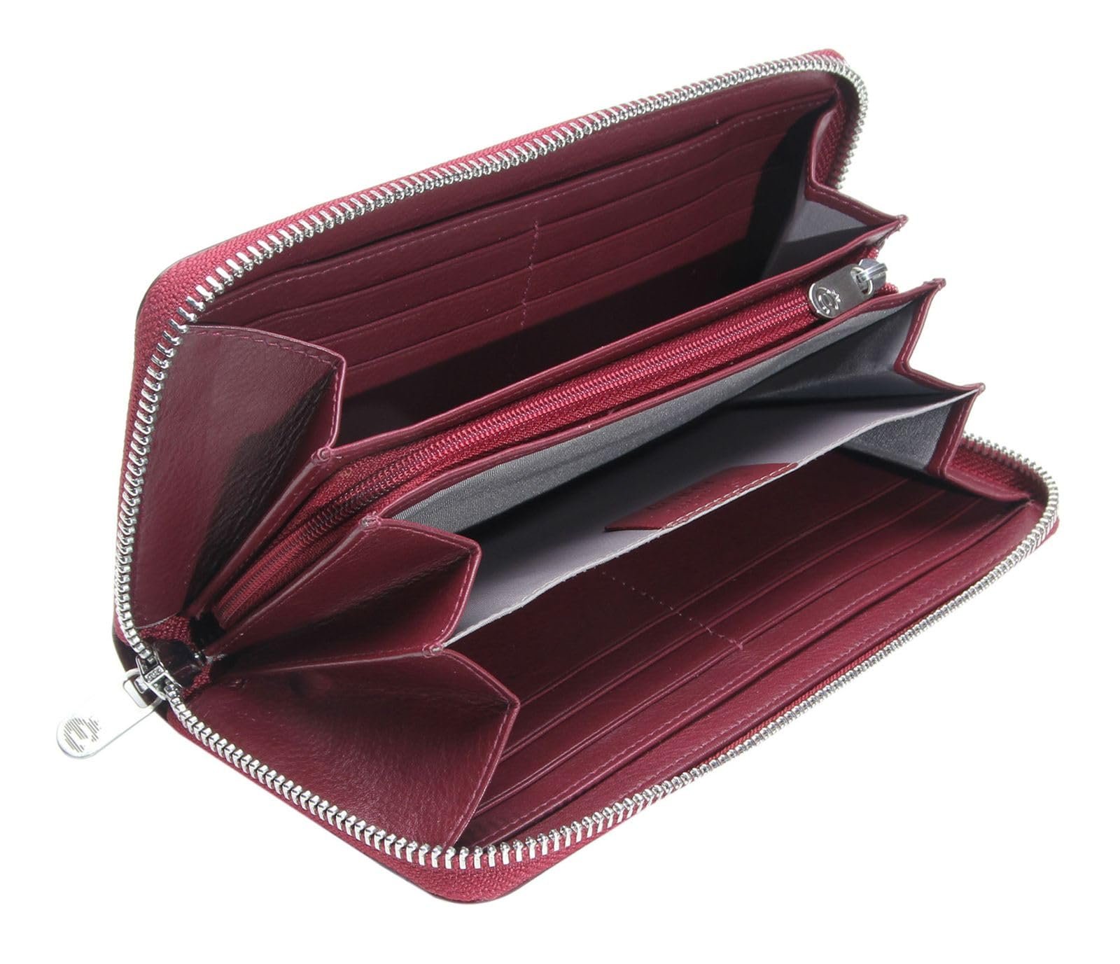 Кошелек кожаный Esquire Viktoria RFID 19 см, бордовый, фото №3