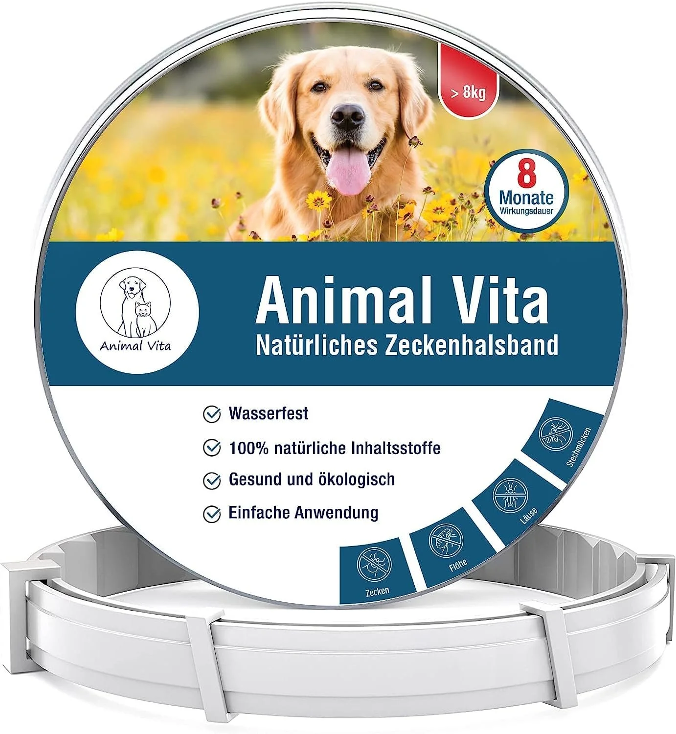 Нашийник від кліщів Animal Vita 100% натуральний водонепроникний регульований до 8 місяців 70 см, фото №1
