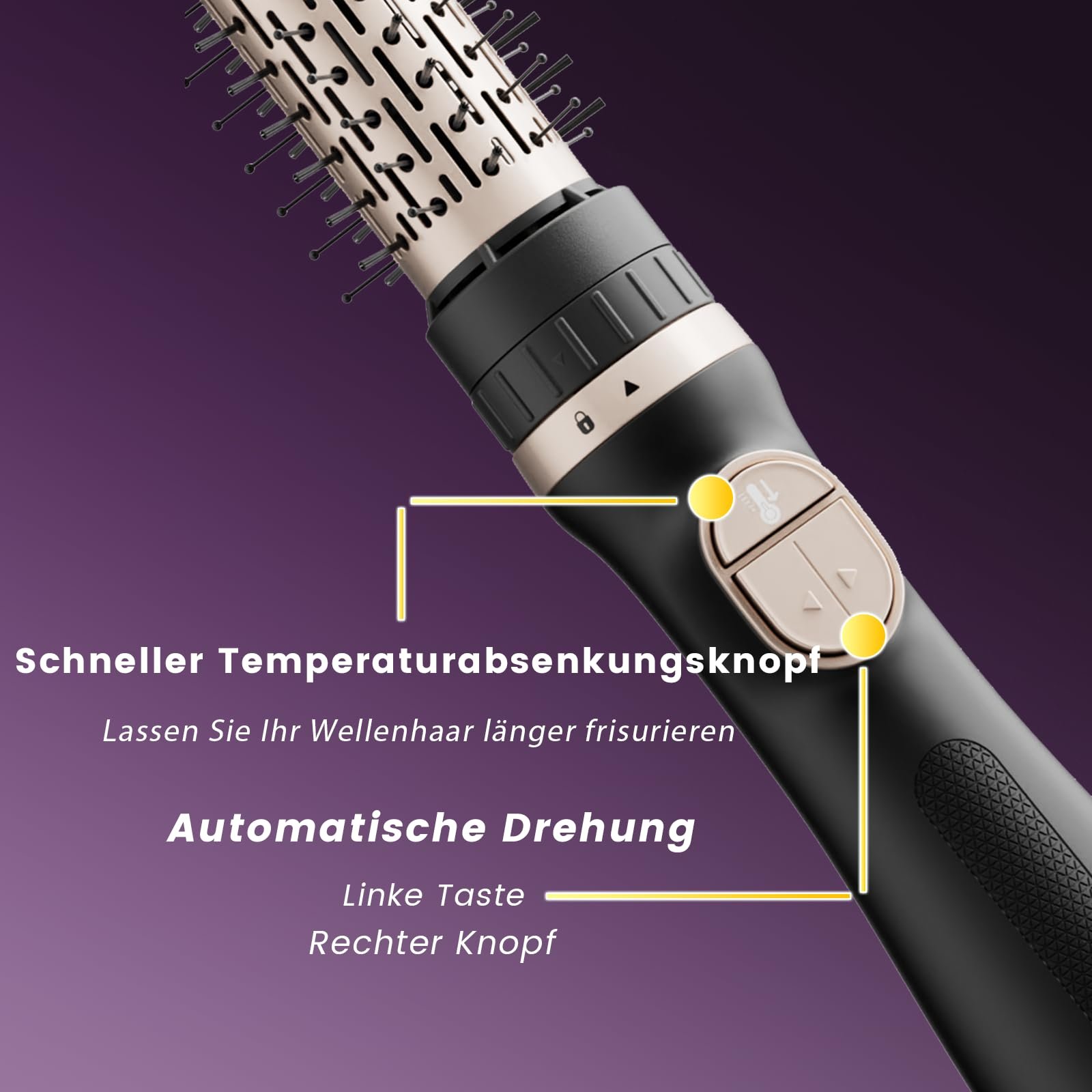 Фен-щітка, що обертається Tresses Touch 3-in-1 Ceramic Ionic 360° Rotation, фото №6 Фен-щітка, що обертається Tresses Touch 3-in-1 Ceramic Ionic 360° Rotation, фото №6