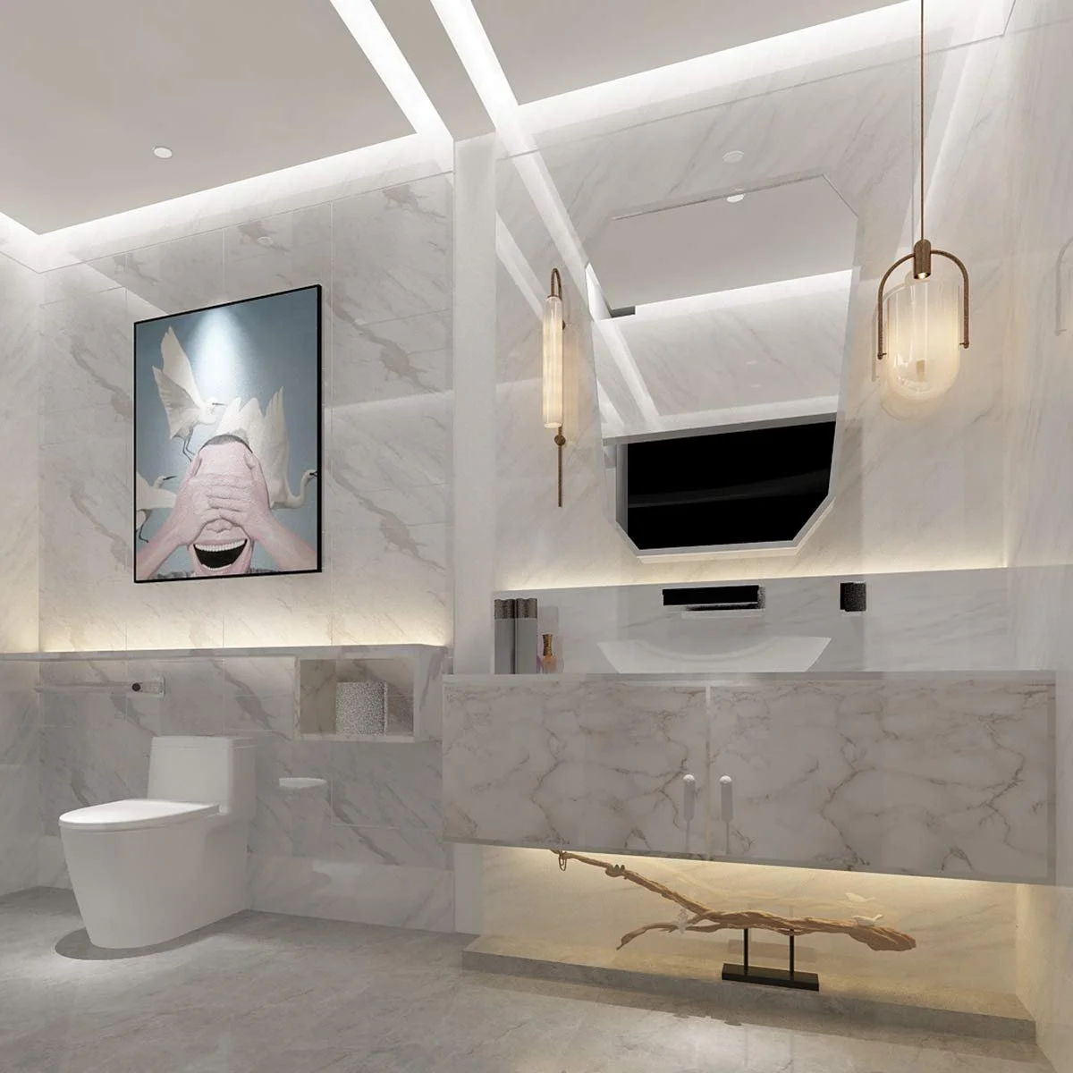 Самоклеючі шпалери TOTIO під білий мармур Вінілові 40 см x 9 м Emerald White, фото №8