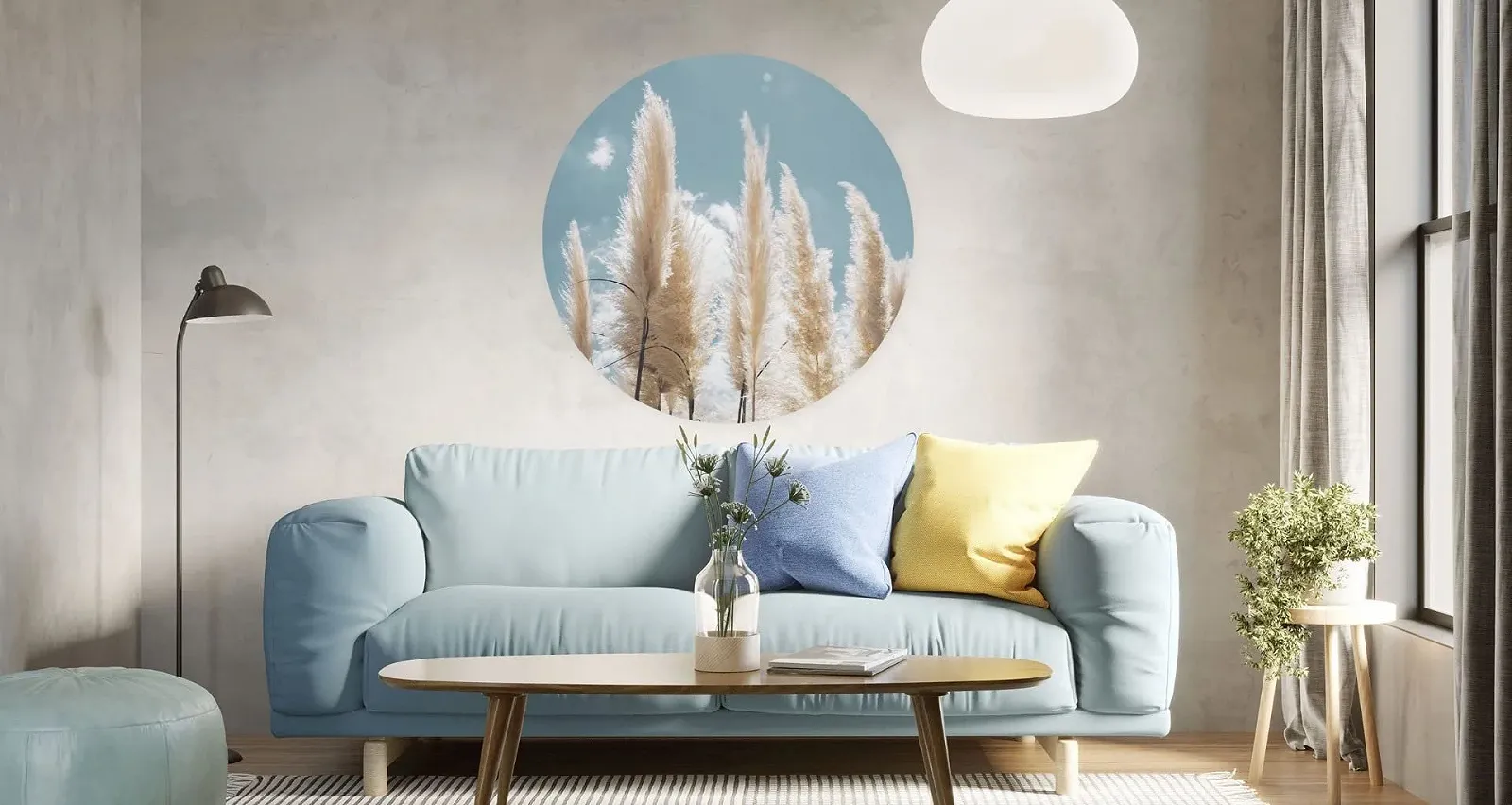 Наклейка на стіну Muralo Кругла Пампасна трава Рослини 3D 100 x 100 см, фото №3 Наклейка на стіну Muralo Кругла Пампасна трава Рослини 3D 100 x 100 см, фото №3